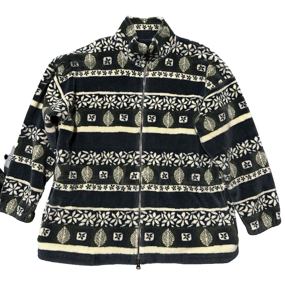 Vintage Alps Fine Women's Apparel sz XL Full Zip Fuzzy Cardigan Sweater Fleece